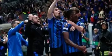 Selebrasi Atalanta setelah menang telak 3-0 atas Marseille